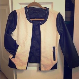 Sanctuary cotton and faux leather bomber jacket